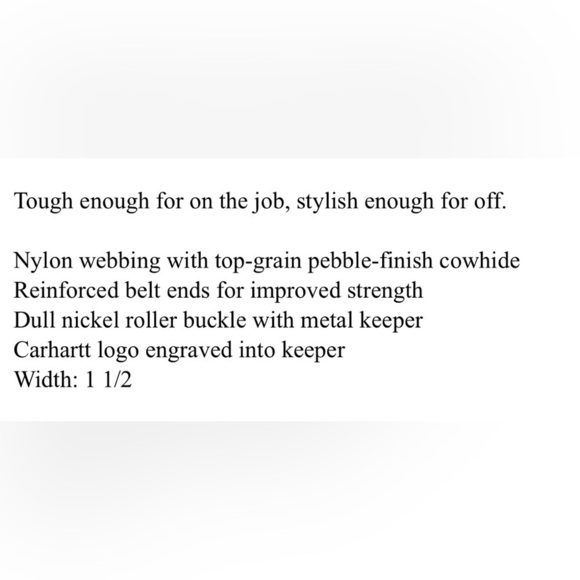 Carhartt Leather and Webbed Nylon Moss Green Belt 42 - Picture 8 of 8